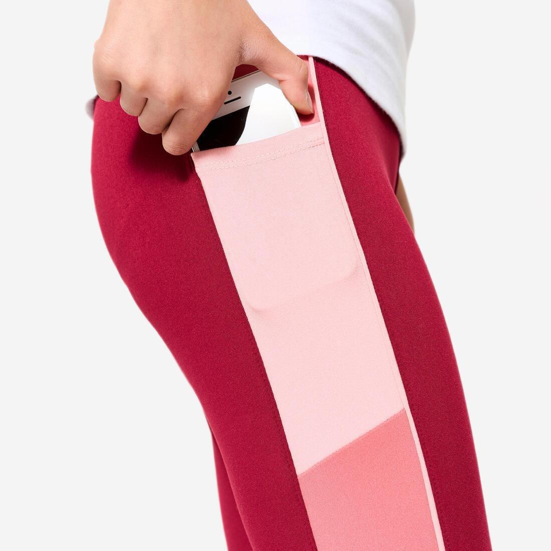 Kids Girls Breathable Leggings - S500, Burgundy, No Color, large image number 10