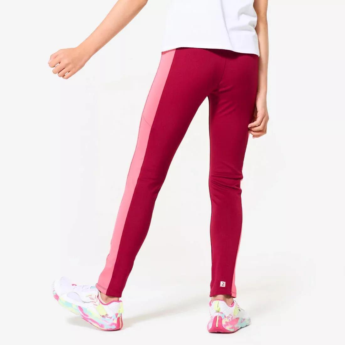 Kids Girls Breathable Leggings - S500, Burgundy, No Color, large image number 11