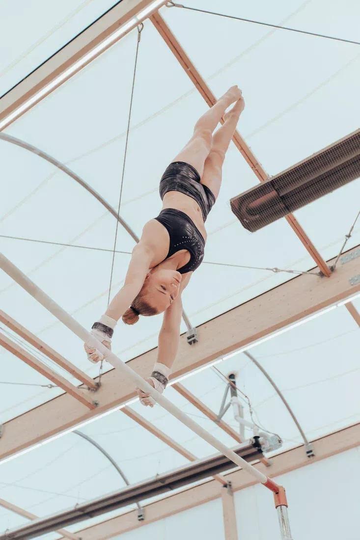 Kids Girls Gymnastics Sports Bra 500, Black, No Color, medium