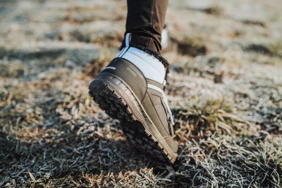 Kids Warm And Waterproof Leather Hiking Shoes - Sh100 Lace-Up, Grey, , large image number 10