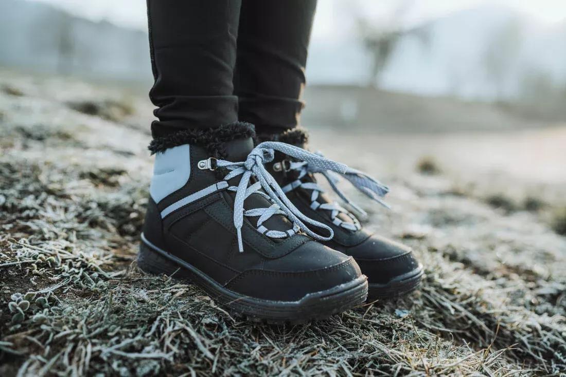 Kids Warm And Waterproof Leather Hiking Shoes - Sh100 Lace-Up, Grey, , large image number 11