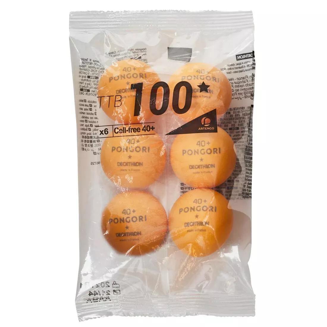 Table Tennis Balls Ttb 100 1* 40+ Pack Of 6, Orange, No Color, large image number 4