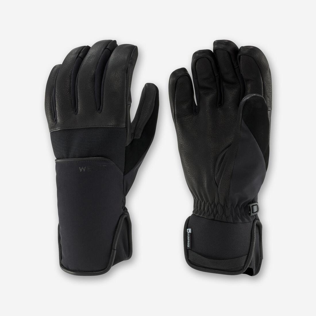BLACK Adult Ski Gloves 500 Sport, No Color, medium
