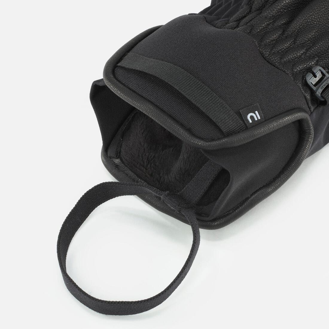 BLACK Adult Ski Gloves 500 Sport, , large image number 4