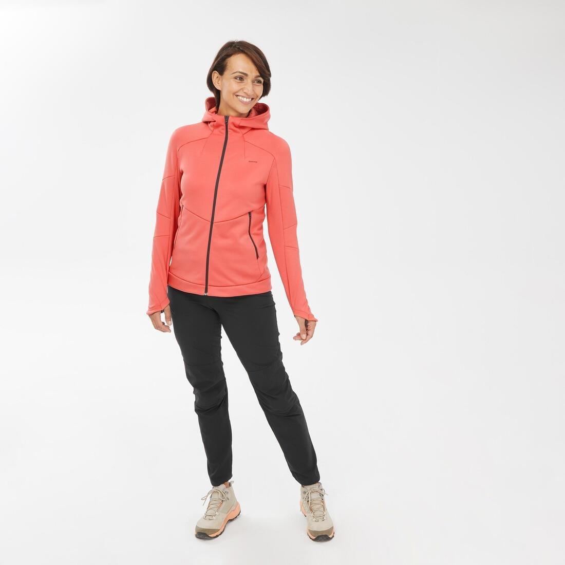Women Hiking Fleece Jacket - Mh520 Hood, Pink, , large image number 1