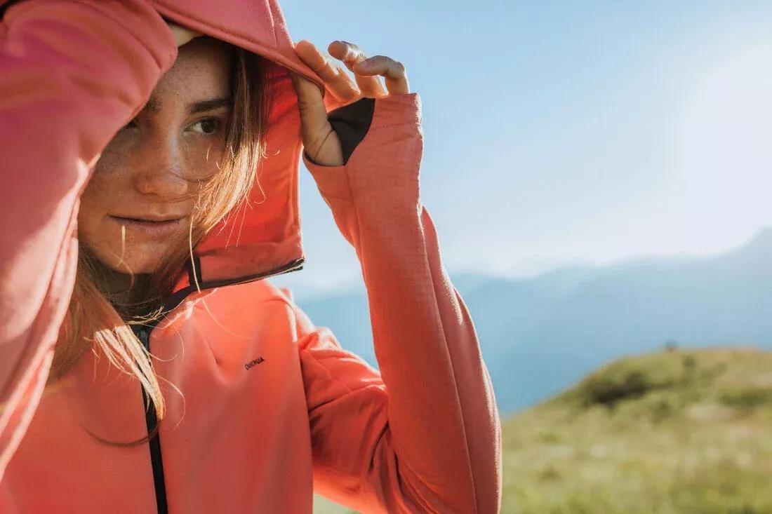 Women Hiking Fleece Jacket - Mh520 Hood, Pink, , large image number 12