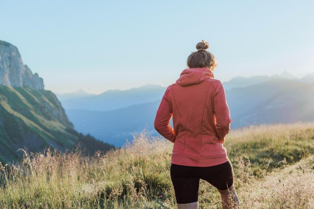 Women Hiking Fleece Jacket - Mh520 Hood, Pink, No Color, medium