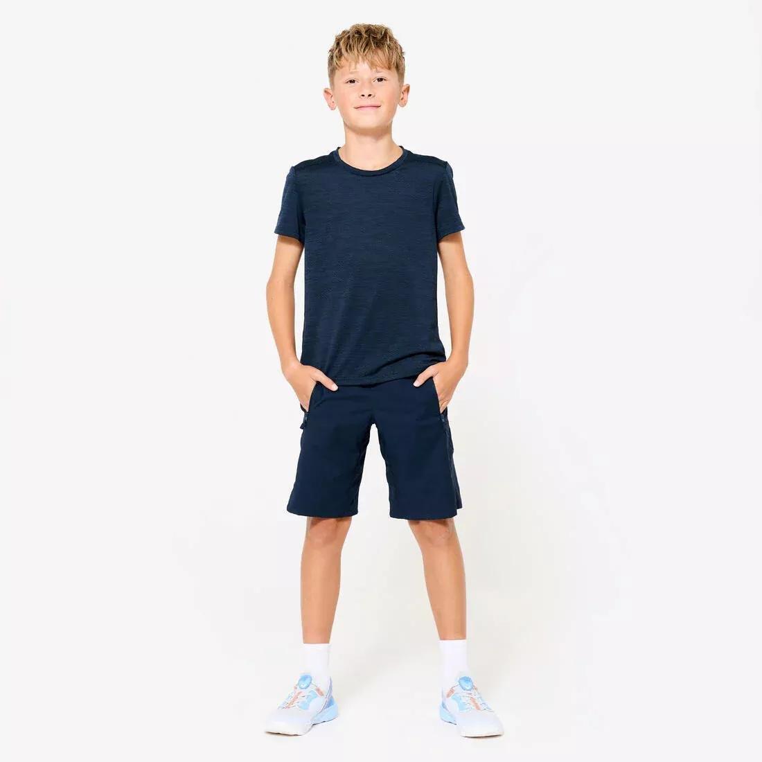 Kids Unisex Synthetic Breathable T-Shirt - S500, Navy, No Color, medium