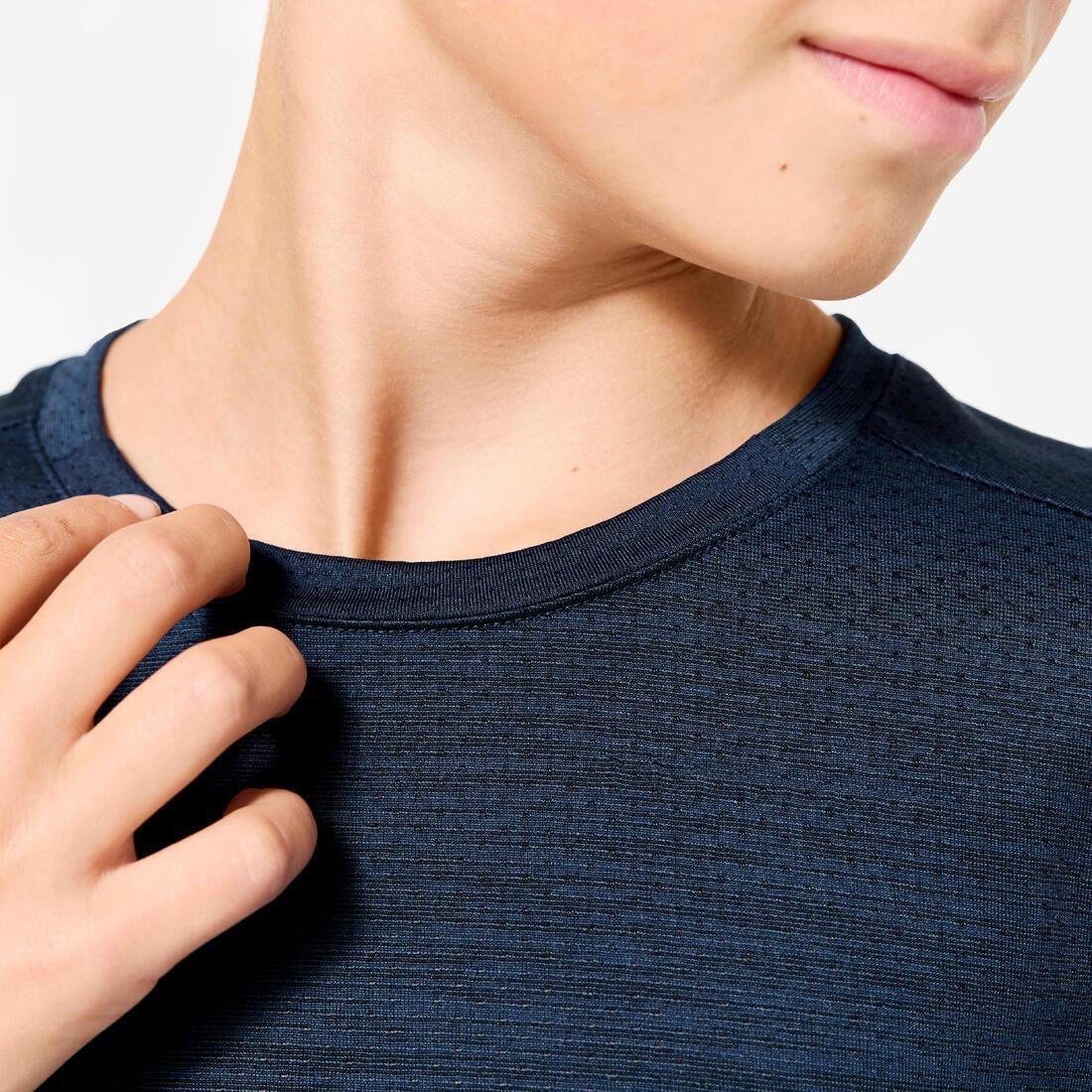 Kids Unisex Synthetic Breathable T-Shirt - S500, Navy, No Color, medium