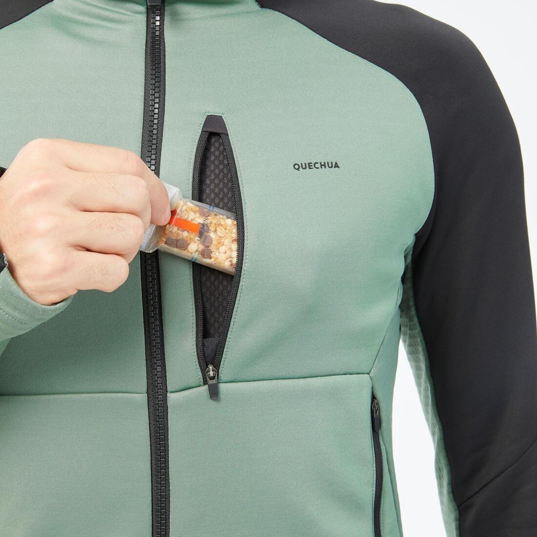 Men Hiking Fleece Jacket - Mh520 Hood, Laurel Green, , large image number 2