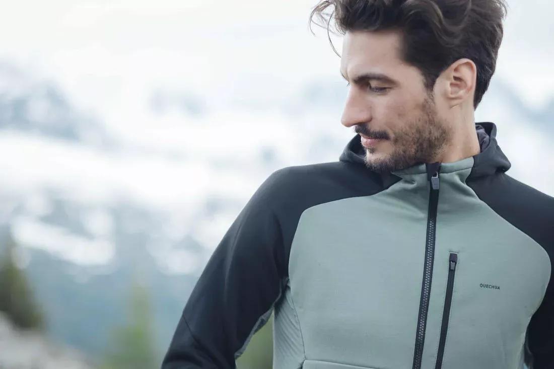 Men Hiking Fleece Jacket - Mh520 Hood, Laurel Green, , large image number 3