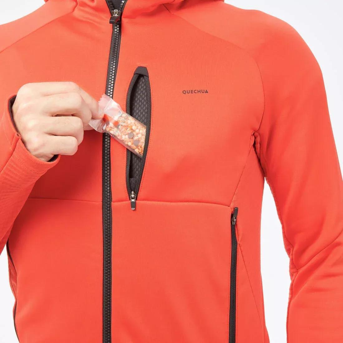 VERMILION RED Men's Hiking Fleece Jacket - MH500 Hood, No Color, large image number 3