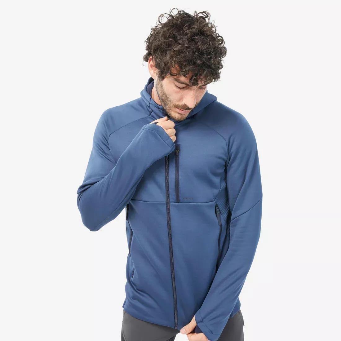 Men Hiking Fleece Jacket - Mh520 Hood, Blue, , large image number 0