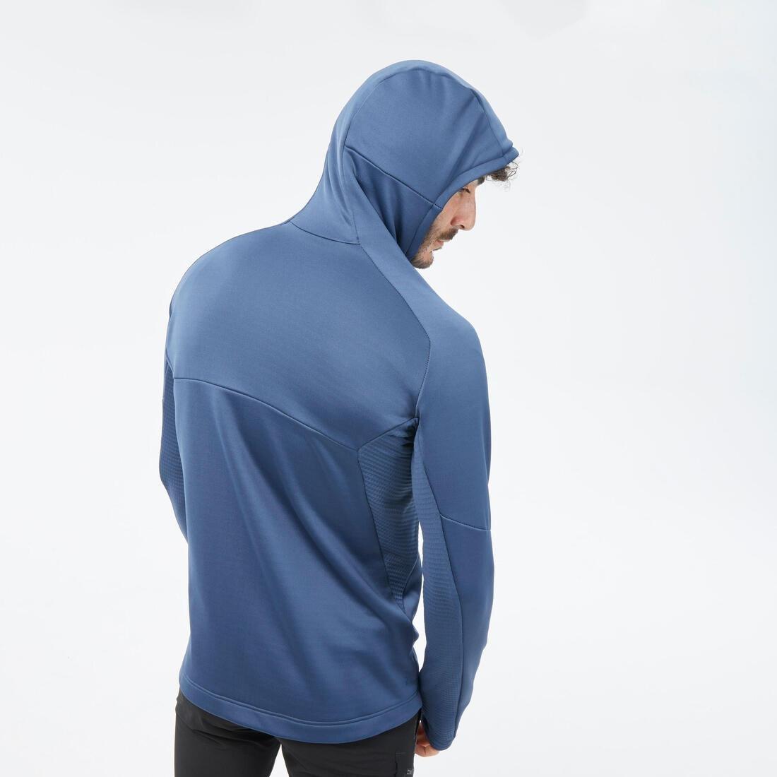 Men Hiking Fleece Jacket - Mh520 Hood, Blue, , large image number 5
