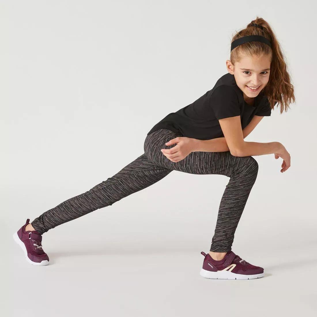 Kids Girls Breathable Short-Sleeved Gym T-Shirt - 500 Print, Black, No Color, large image number 11