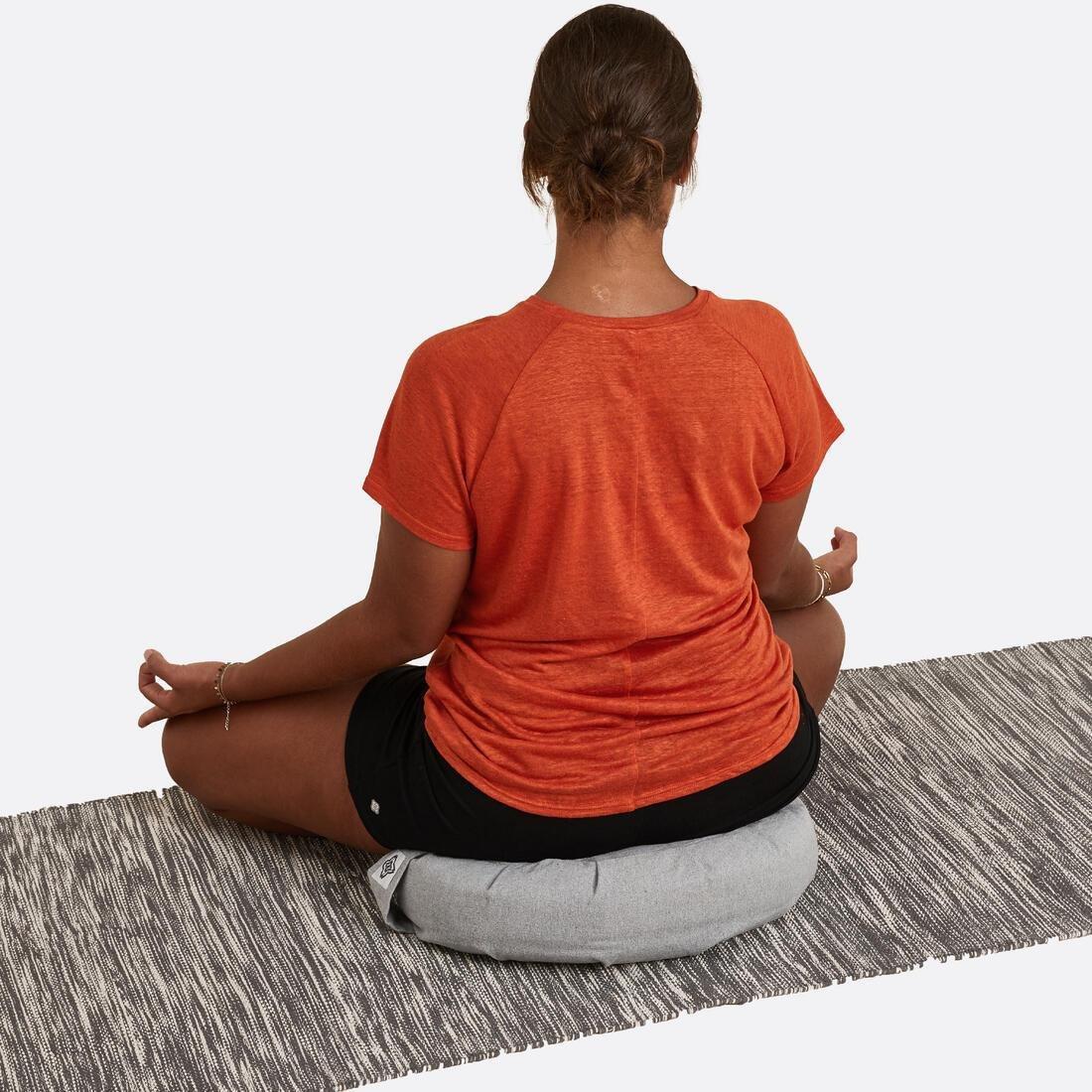 PURPLE Yoga/Meditation Cushion 1/2 Moon - Grey, No Color, large image number 3