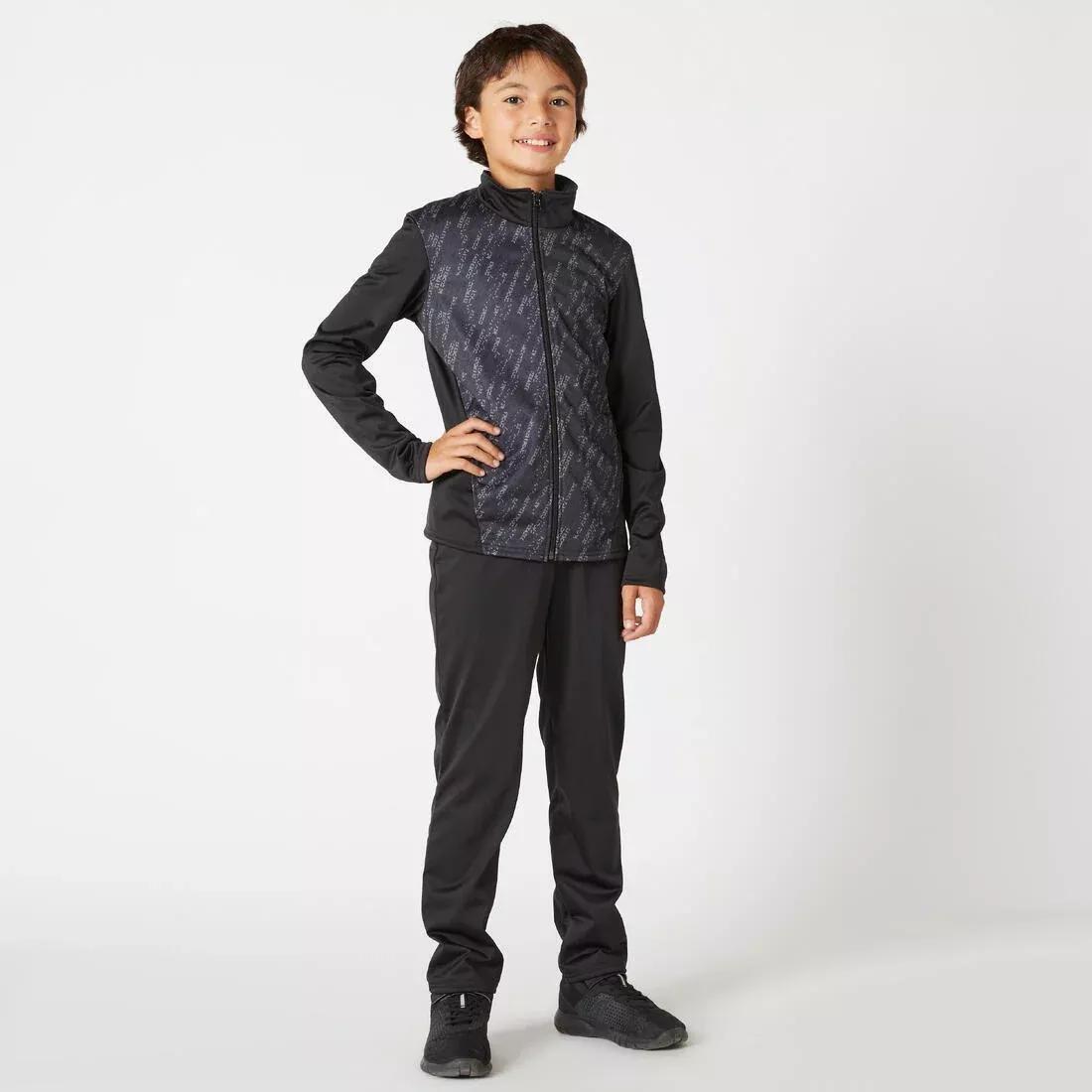 Kids Boys Breathable Synthetic Tracksuit, Black, , large image number 9