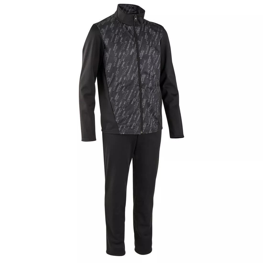 Kids Boys Breathable Synthetic Tracksuit, Black, , large image number 11