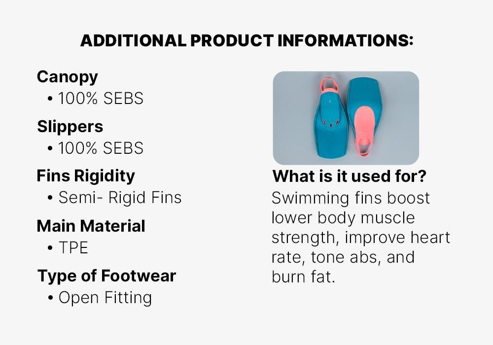 Swimming Tonifins Long Fins - Teal Blue, No Color, medium