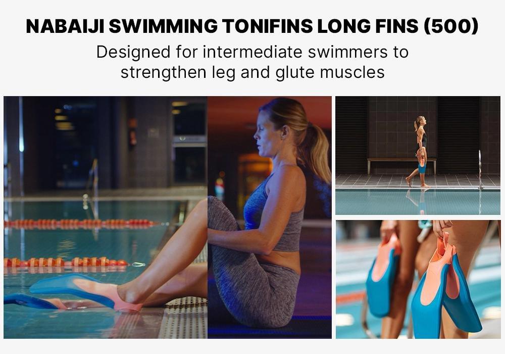 Swimming Tonifins Long Fins - Teal Blue, No Color, medium