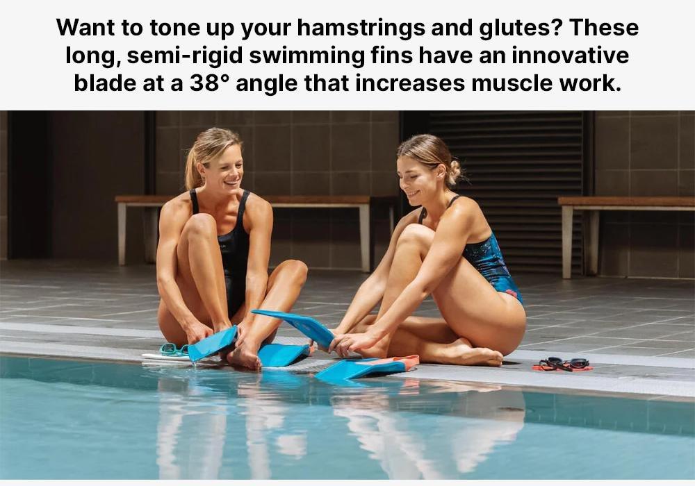 Swimming Tonifins Long Fins - Teal Blue, No Color, medium