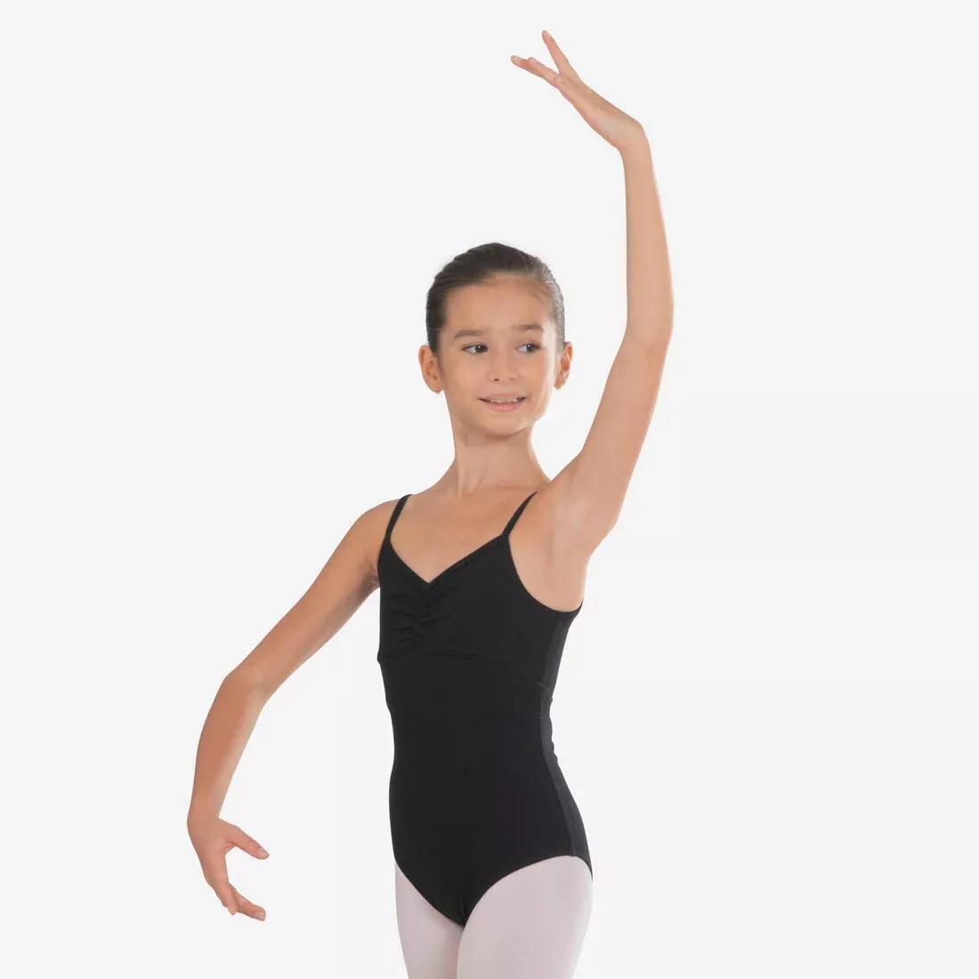 Girls' Ballet Camisole Leotard - Pale, black, , medium