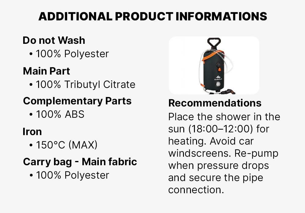 Pressure Solar Camping Shower, No Color, large image number 11