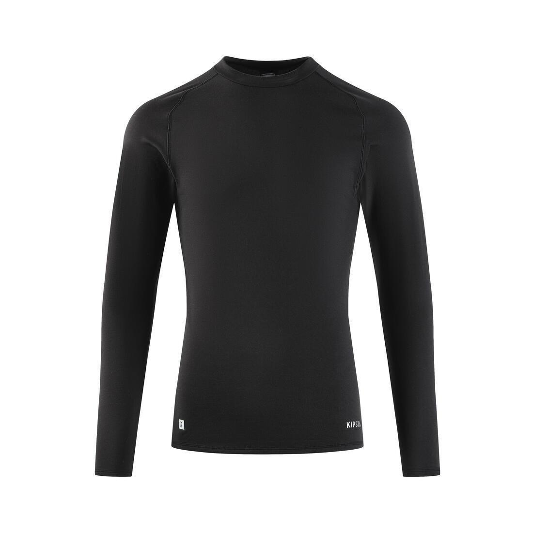 KIPSTA Adult Long-Sleeved Thermal Football Base Layer Top - Keepcomfort 100,  Black