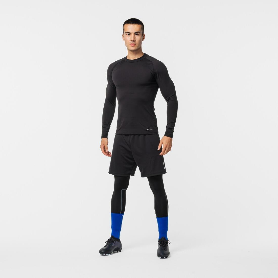 Adult Long-Sleeved Thermal Football Base Layer Top - Keepcomfort 100, Black, No Color, large image number 3