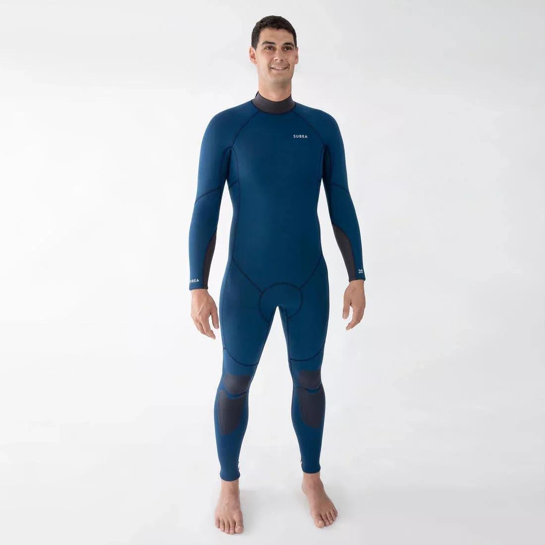 Men Diving Wetsuit 3 Mm Neoprene Scd 500, Blue, No Color, medium