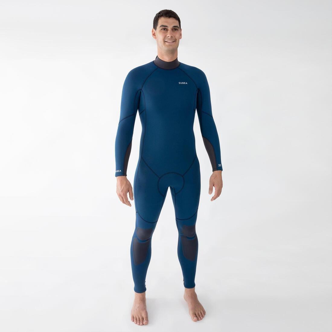 Men Diving Wetsuit 3 Mm Neoprene Scd 500, Blue, No Color, medium