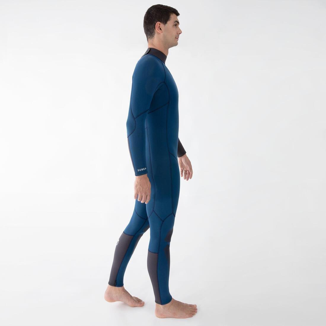 Men Diving Wetsuit 3 Mm Neoprene Scd 500, Blue, No Color, medium