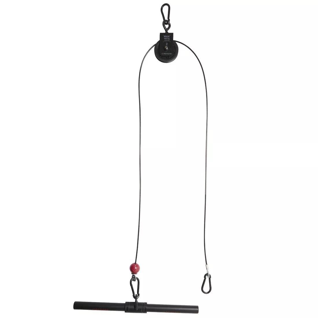 Weight Training Pulley Station With Pull Bar Weights Holder And Net, No Color, medium