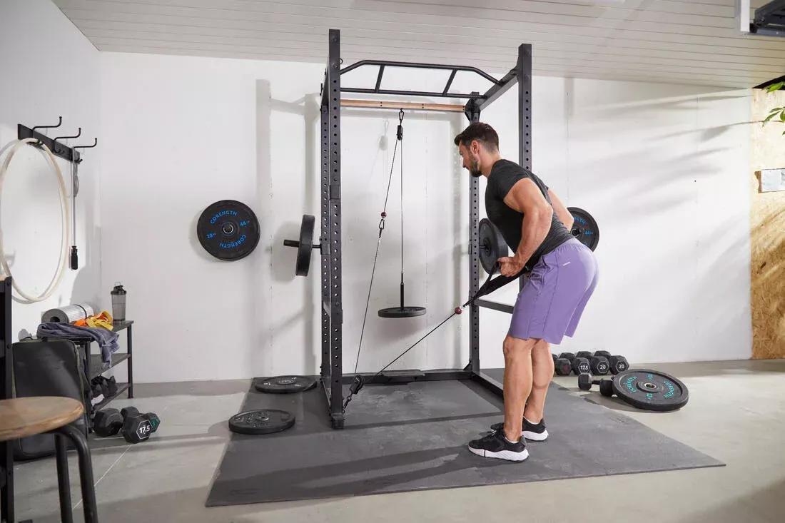 Weight Training Pulley Station With Pull Bar Weights Holder And Net, No Color, large image number 8
