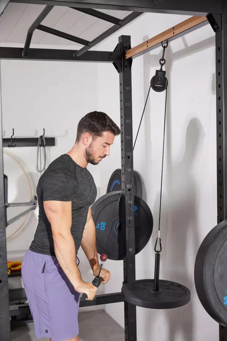 Weight Training Pulley Station With Pull Bar Weights Holder And Net, No Color, large image number 9