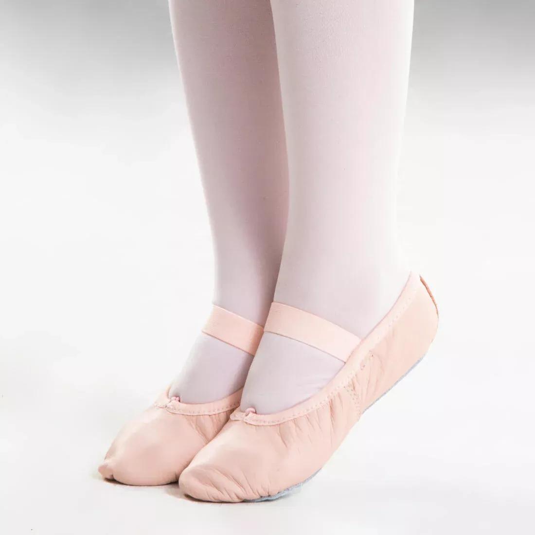 Kids Girls Beginner Ballet Full Sole Leather Demi-Pointe Shoes, Pink, , large image number 0