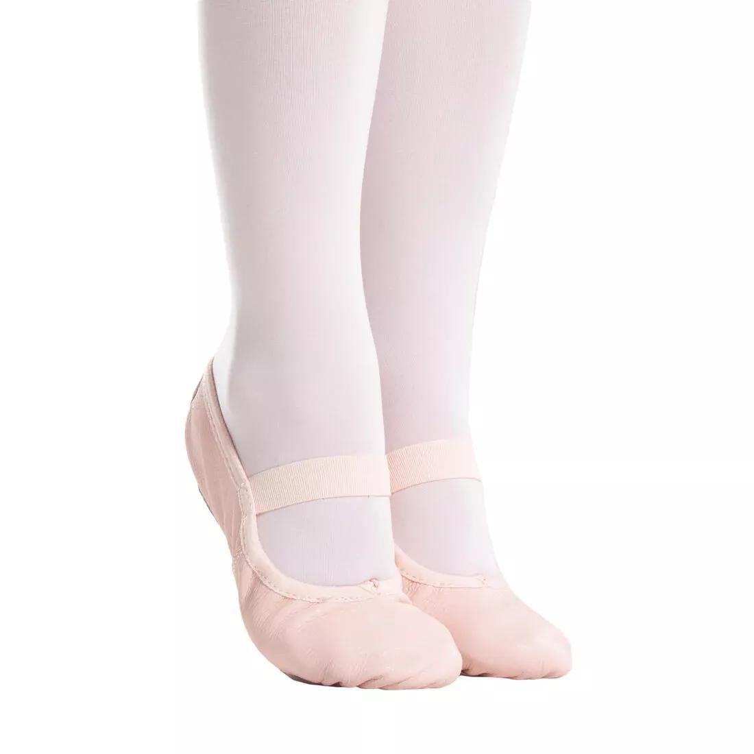Kids Girls Beginner Ballet Full Sole Leather Demi-Pointe Shoes, Pink, , large image number 2