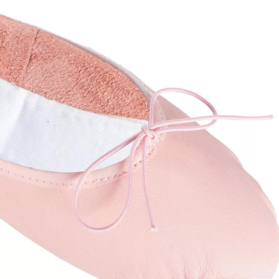 Kids Girls Beginner Ballet Full Sole Leather Demi-Pointe Shoes, Pink, , large image number 4