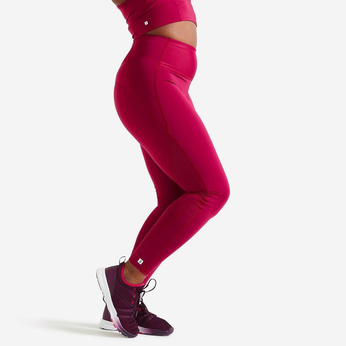 Fitness High-Waisted Shaping Leggings, Red, No Color, large image number 0
