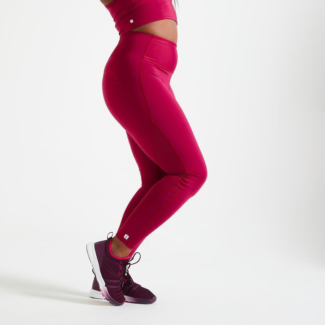 تسوق Fitness High-Waisted Shaping Leggings, Beetroot DOMYOS