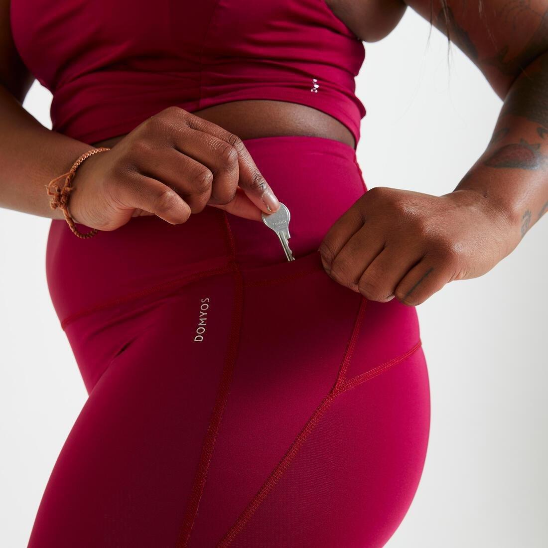 Fitness High-Waisted Shaping Leggings, Red, No Color, large image number 3