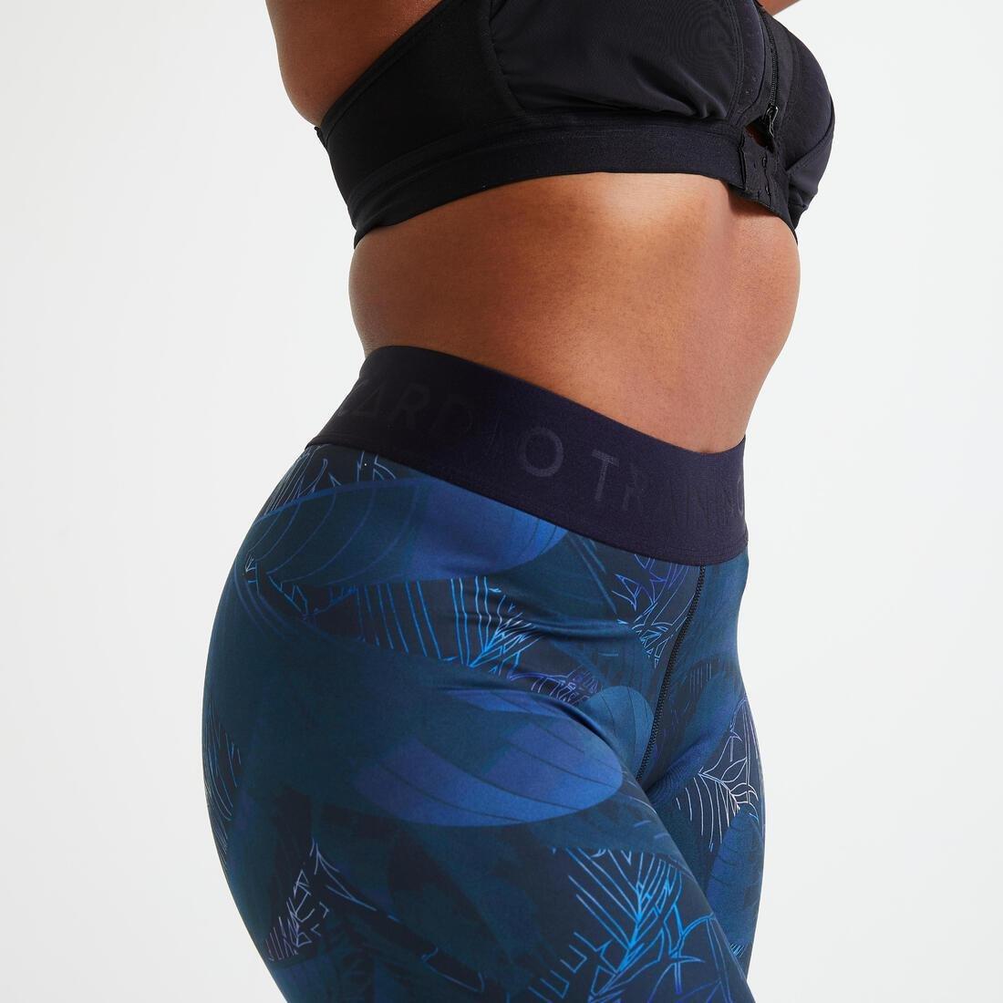 Women High-Waisted Fitness Leggings - Printed, Navy, No Color, large image number 2