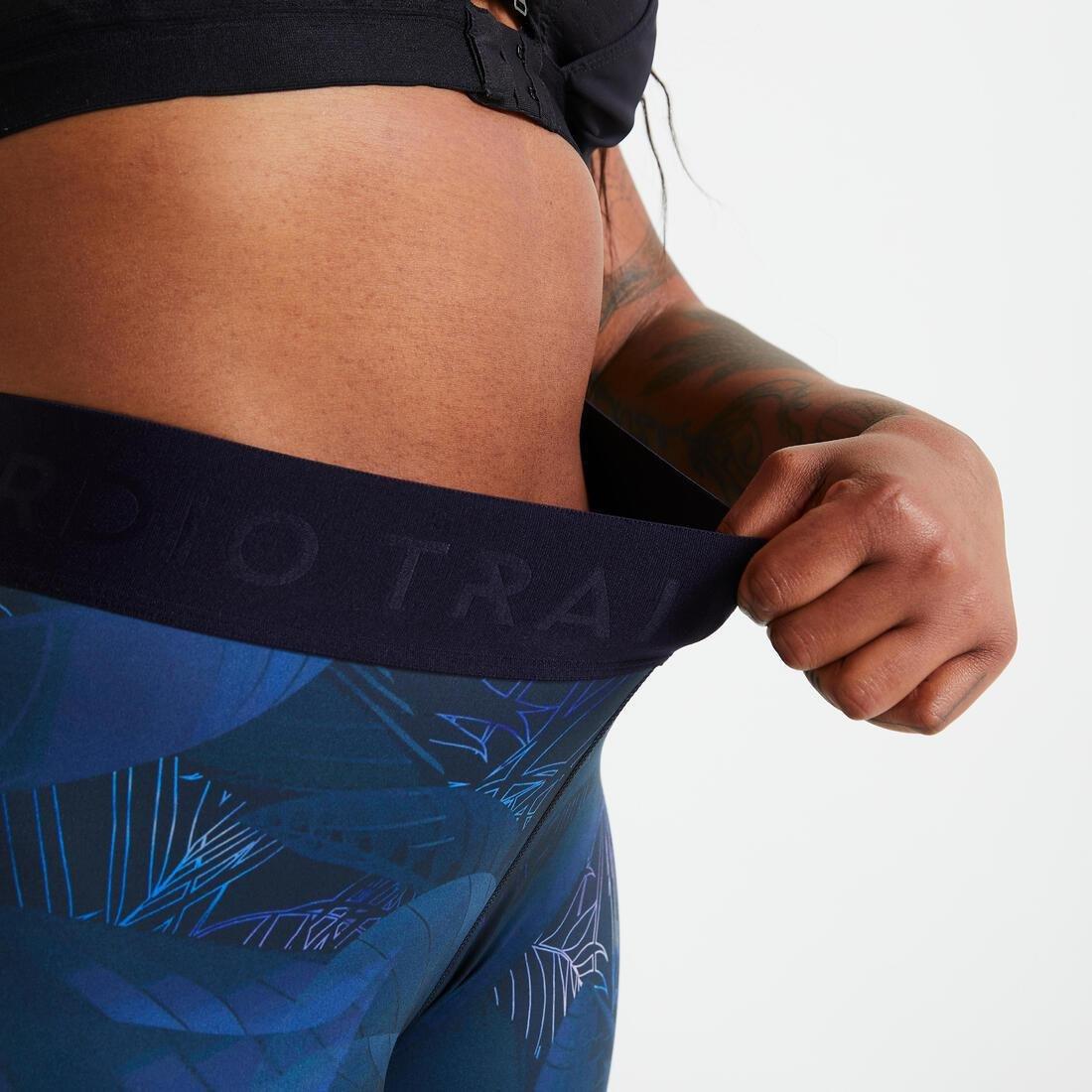 Women High-Waisted Fitness Leggings - Printed, Navy, No Color, large image number 4