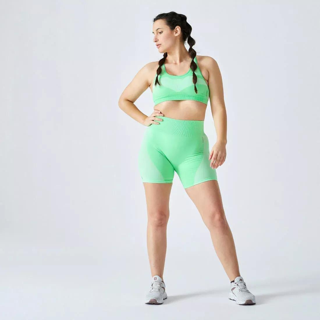 Women High-Waisted Seamless Fitness Cycling Shorts, Grey, 5401_000, medium