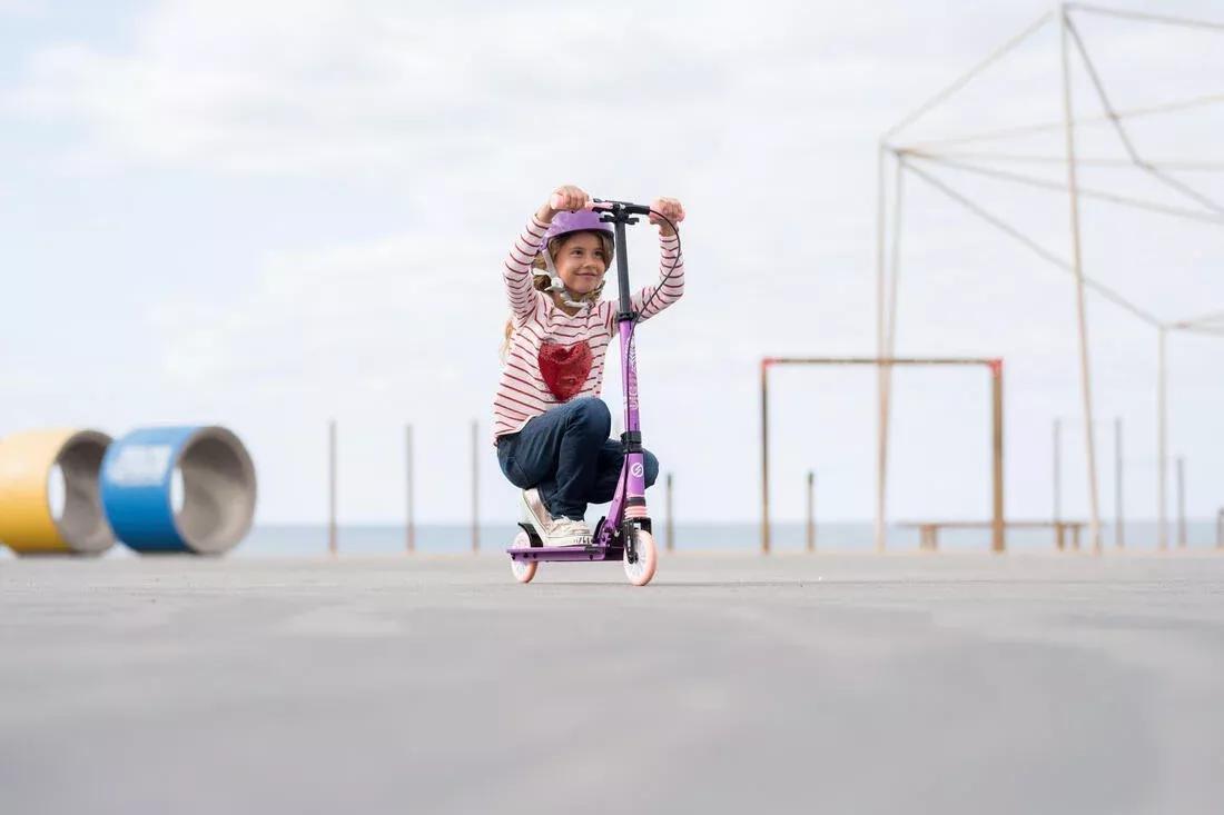 Kids Unisex Scooter With Handlebar Brake And Suspension - Mid 5, Grey, No Color, medium