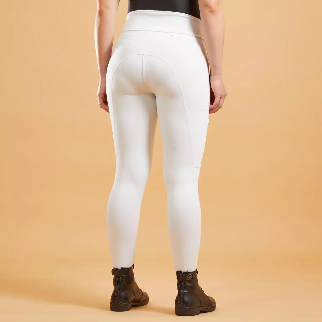Women Fullgrip Horse Riding Competition Jodhpurs - 500, White, No Color, large image number 3