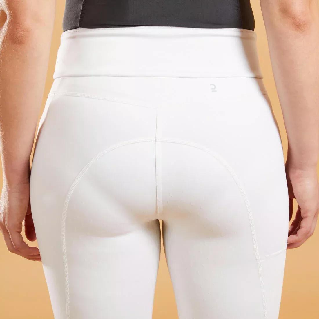 Women Fullgrip Horse Riding Competition Jodhpurs - 500, White, No Color, large image number 10