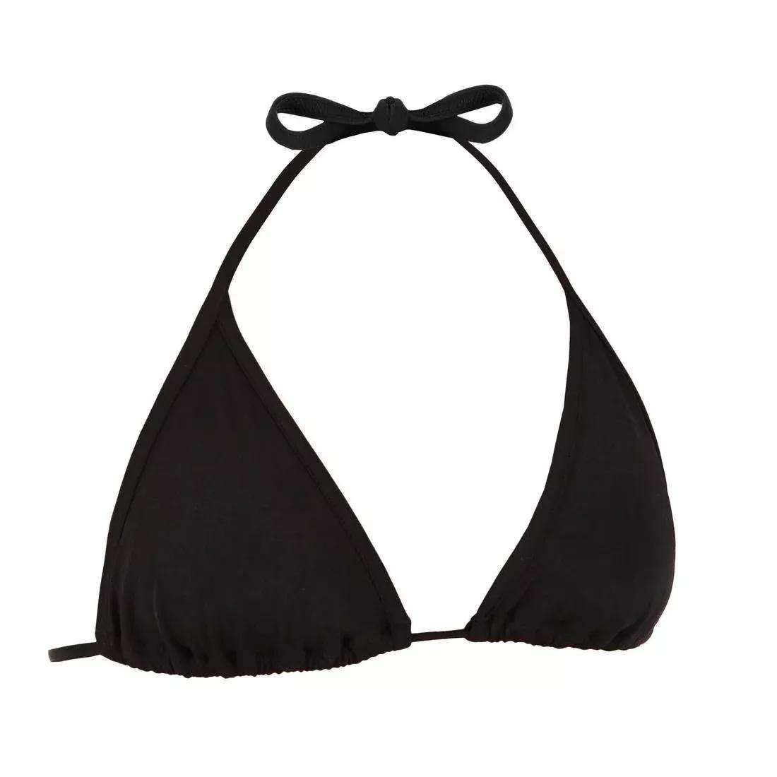 WOMEN'S PLAIN SLIDING TRIANGLE BIKINI SWIMSUIT TOP MAE - BLACK