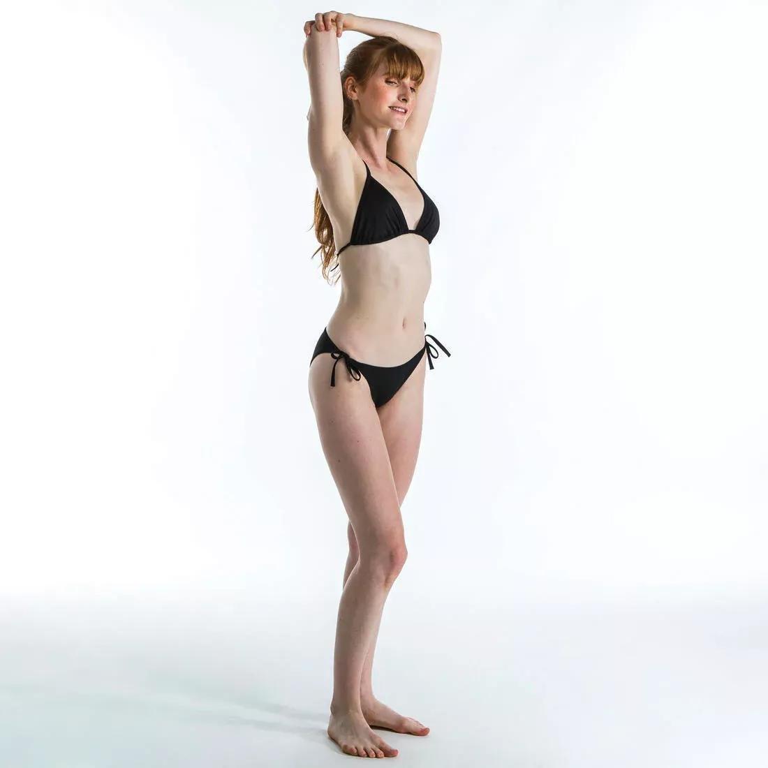 Womens Plain Sliding Triangle Bikini Swimsuit Top Mae, Black, No Color, large image number 7