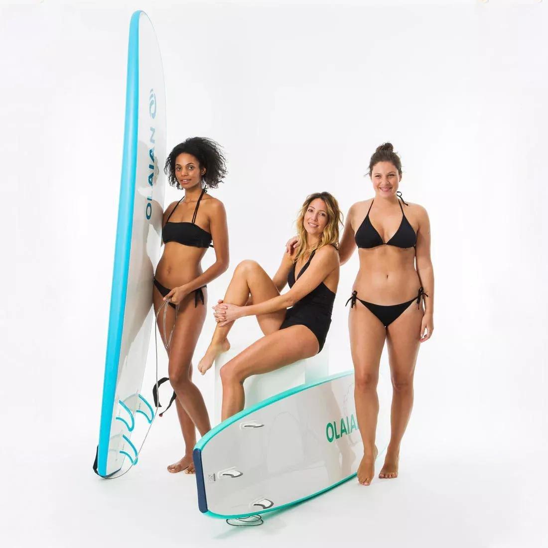 Womens Plain Sliding Triangle Bikini Swimsuit Top Mae, Black, No Color, large image number 8